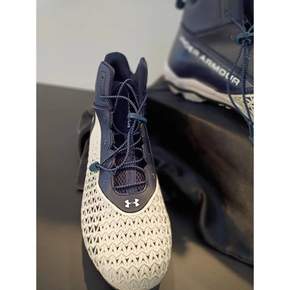 Under Armour Banshee Mid MC‎ Lacrosse Cleats Navy White Mens Size 15 3021193-402